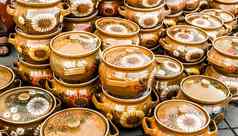 sibiu城市罗马尼亚9月传统的罗马尼亚手工制作的陶瓷市场陶工公平sibiu罗马尼亚