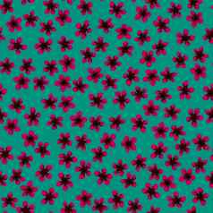 无缝的模式开花日本樱桃樱花织物包装壁纸纺织装饰设计邀请打印礼物包装制造业樱红色花海绿色背景