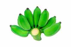 集团绿色颜色生香蕉孤立的白色背景
