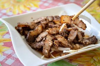美味的台湾咸猪肉食物洋葱餐厅