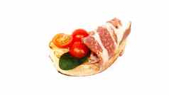 意式烤面包片ciabatta白色背景意大利开胃菜孤立的