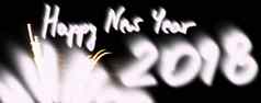 令人惊异的烟花黑色的天空手写的祝愿快乐一年大表演开始一年
