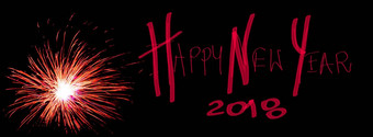 令人惊异的烟花黑色的天空手写的祝愿快乐一年大表演开始一年