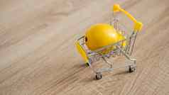 柠檬超市车厨房背景在线购物概念