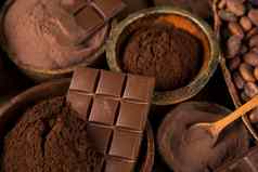 巧克力集合可可豆荚糖果甜蜜的甜点