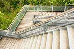 楼梯木甲板金属Rails公园