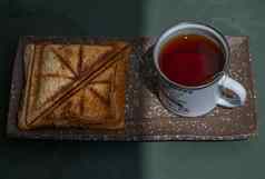 早餐三明治杯茶陶瓷salver