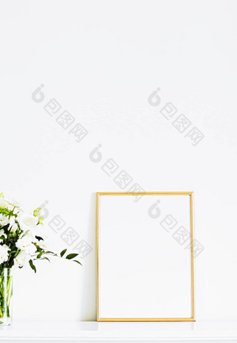 金框架白色家具奢侈品首页装饰设计模型海报打印可打印的艺术在线商店展示