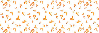 老虎虾海鲜背景使虾孤立的白色背景现代背景煮熟的虾海鲜无缝的模式