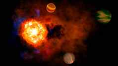 色彩斑斓的太阳能系统行星轨道太阳深空间插图