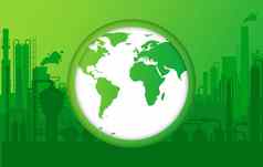 绿色地球工业植物制造业工厂轮廓外气体氦植物管系统轮廓建筑制造业过程插图