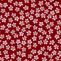 无缝的模式开花日本樱桃樱花织物包装壁纸纺织装饰设计邀请打印礼物包装制造业粉红色的花Ruby背景