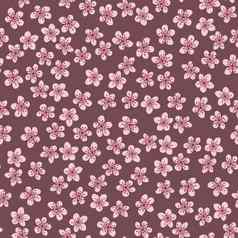 无缝的模式开花日本樱桃樱花织物包装壁纸纺织装饰设计邀请打印礼物包装制造业粉红色的花玫瑰棕色背景