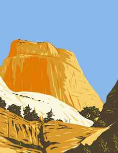 金宝座岩石形成圆顶山国会大厦礁国家公园韦恩县犹他州水渍险海报艺术