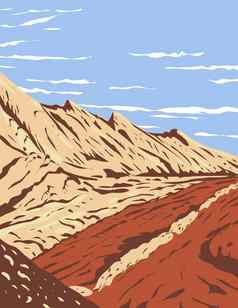 侏罗纪纳瓦霍人砂岩三拉斐尔礁位于格伦峡谷国家娱乐区域犹他州水渍险海报艺术