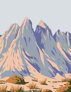 器官mountains-desert山峰国家纪念碑位于梅塞拉谷状态墨西哥美国水渍险海报艺术