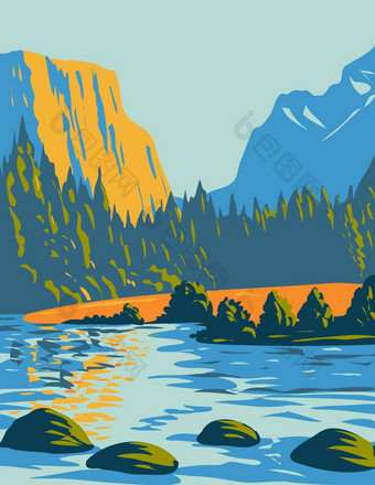 旅行者国家公园位于北部明尼苏达州加拿大边境水渍险海报艺术