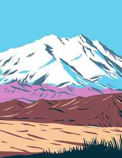 德纳里峰国家公园保存山麦金利国家公园位于室内阿拉斯加水渍险海报艺术