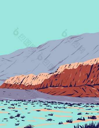 红色的岩石峡谷红色的岩石峡谷国家保护区域位于克拉克县内华达水渍险海报艺术
