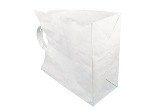白色纸袋处理孤立的白色背景