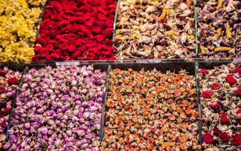 干茶水果草本植物花伊斯坦布尔香料集市