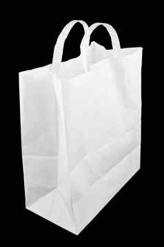 白色纸袋处理孤立的黑色的背景