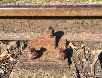 生锈的火车铁路细节油睡眠石头铁路