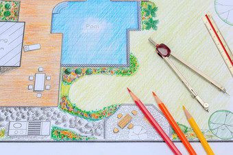 后院花园池设计计划别墅