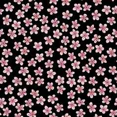 无缝的模式开花日本樱桃樱花织物包装壁纸纺织装饰设计邀请打印礼物包装制造业粉红色的花黑色的背景