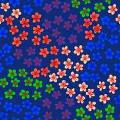 无缝的模式开花日本樱桃樱花织物包装壁纸纺织装饰设计邀请打印礼物包装制造业彩色的花蓝色的背景