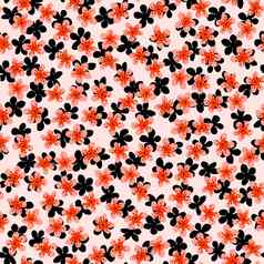 无缝的模式开花日本樱桃樱花织物包装壁纸纺织装饰设计邀请打印礼物包装制造业橙色黑色的花粉红色的背景
