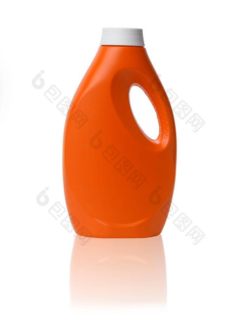 橙色塑料瓶<strong>液</strong>体<strong>洗衣</strong>洗涤剂孤立的白色背景
