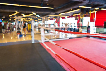 摘要模糊散焦拳击健身房室内健身健康俱乐部体育锻炼设备健身房模糊背景