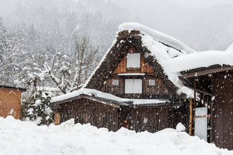 白川乡村<strong>雪</strong>秋天冬天季节具有里程碑意义的岐阜高山日本