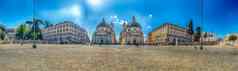 视图双胞胎教堂广场的人民罗马意大利