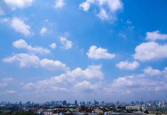 曼谷泰国2月曼谷城市市中心城市景观城市天际线云蓝色的天空宽高视图图像曼谷城市