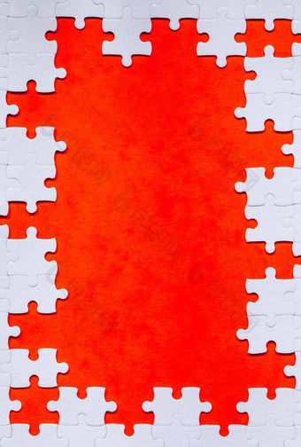 框架形式矩形使白色拼图谜题框架文本拼图谜题框架使拼图谜题块橙色背景