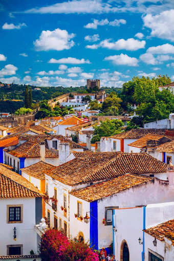 历史围墙小<strong>镇</strong>obidos里斯本葡萄牙美丽的<strong>街道</strong>obidos中世纪的小<strong>镇</strong>葡萄牙街视图中世纪的堡垒obidos葡萄牙