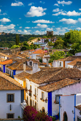 obidos葡萄牙由于受到城市中世纪的堡垒历史围墙<strong>小镇</strong>obidos里斯本葡萄牙美丽的视图obidos中世纪的<strong>小镇</strong>葡萄牙