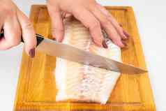 女手切割鱼肉刀切割董事会