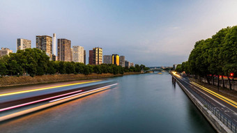 塔摩天大楼巴黎法国办公室建筑办公室建筑水前面驳船河他的奎伊法规grenelle塞纳河前线区巴黎