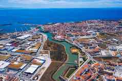 空中视图Peniche堡垒Peniche半岛葡萄牙Peniche城市建筑大西洋海洋海岸葡萄牙