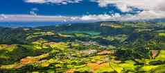 景观视图跳卡瓦洛马跳环礁湖温泉背景圣米格尔岛亚速尔葡萄牙miradouro跳卡瓦洛为什么米格尔亚速尔葡萄牙