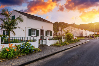 传统的房子<strong>七</strong>城市为什么米格尔岛亚速尔美丽的视图<strong>七</strong>城市村为什么米格尔岛亚速尔葡萄牙