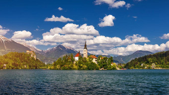 湖流血玛丽教堂假设小岛流血斯洛文尼亚欧洲教堂假设流血斯洛文尼亚湖流血圣诞老人玛丽教堂流血斯洛文尼亚