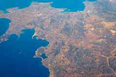 视图亚得里亚海飞机旅行假期假期概念视图飞机地球表面景观视图岛屿飞机希腊岛屿飞机