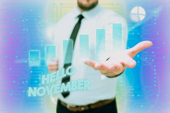 文本显示灵感11月业务展示问候欢迎十一月一年gentelman统一的站持有未来主义的技术