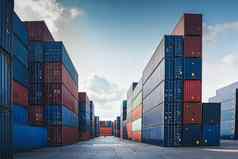 容器货物港口船院子里存储处理物流运输行业行叠加容器运费进口出口分布仓库航运物流运输工业
