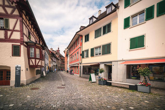 城市景观小镇历史建筑斯坦大黄 酸城市瑞士美丽的古老的教堂体系结构瑞士文化旅行历史著名的的地方瑞士