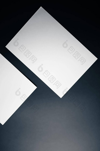 空白纸白色黑色的背景办公室文具平铺奢侈品品牌平躺品牌身份设计模型